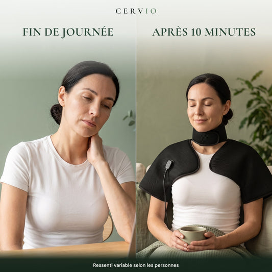 Masseur Cervical Chauffant Cou, Épaules et Dos, 3 Niveaux de Chaleur