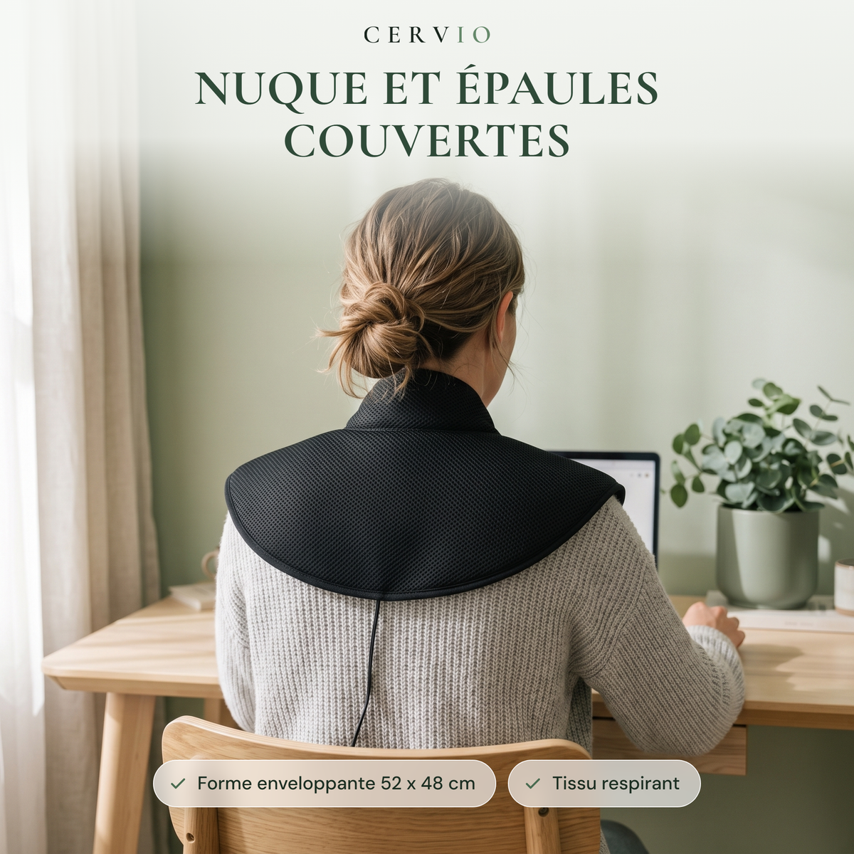 Tour de Cou Chauffant Nuque et Épaules, 3 Niveaux de Chaleur
