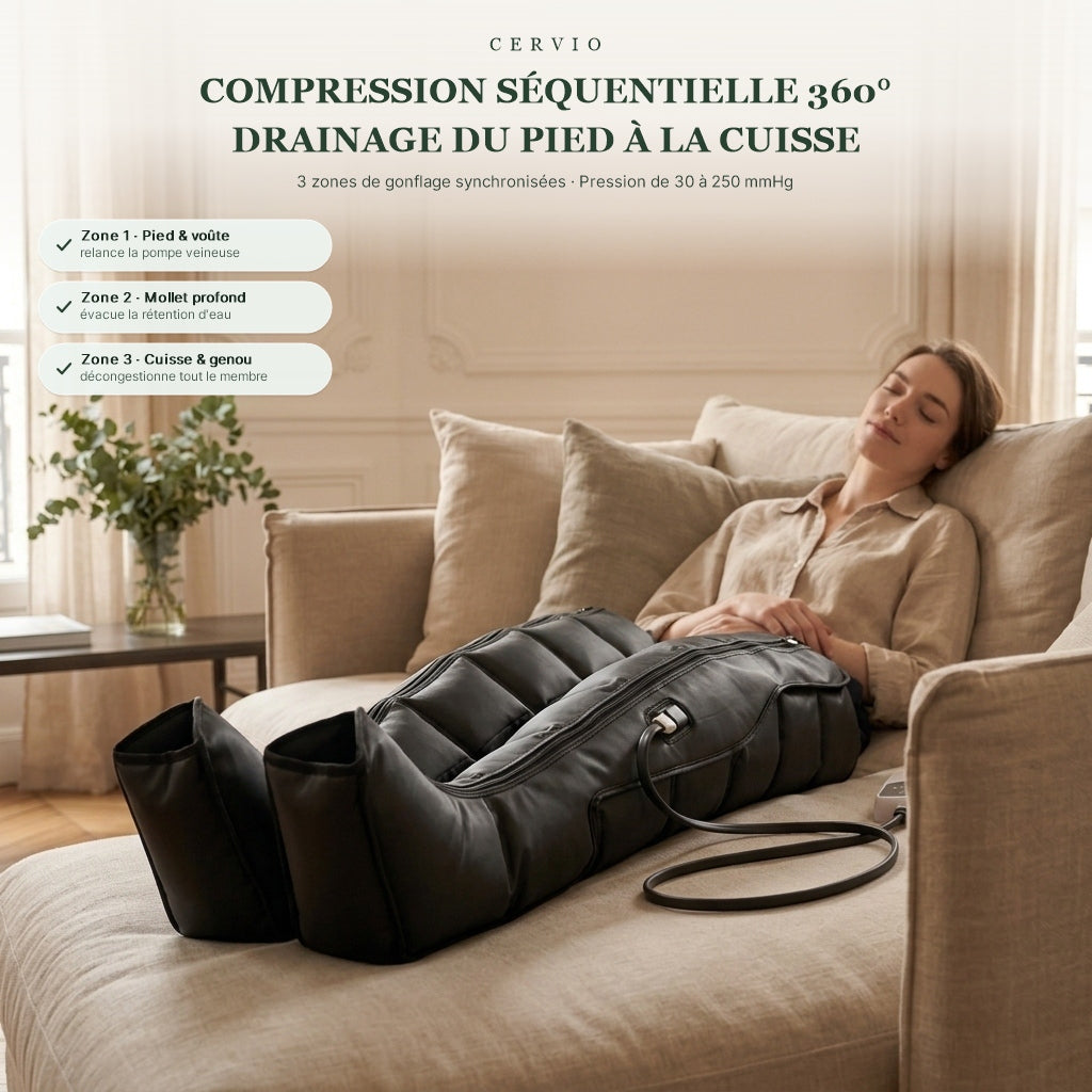 Bottes de Pressothérapie Cervio – Massage des Jambes sans Fil – Rechargeables