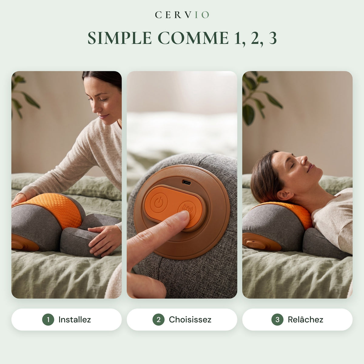 Coussin Cervical Massant Chauffant avec Traction Airbag CerviTraction